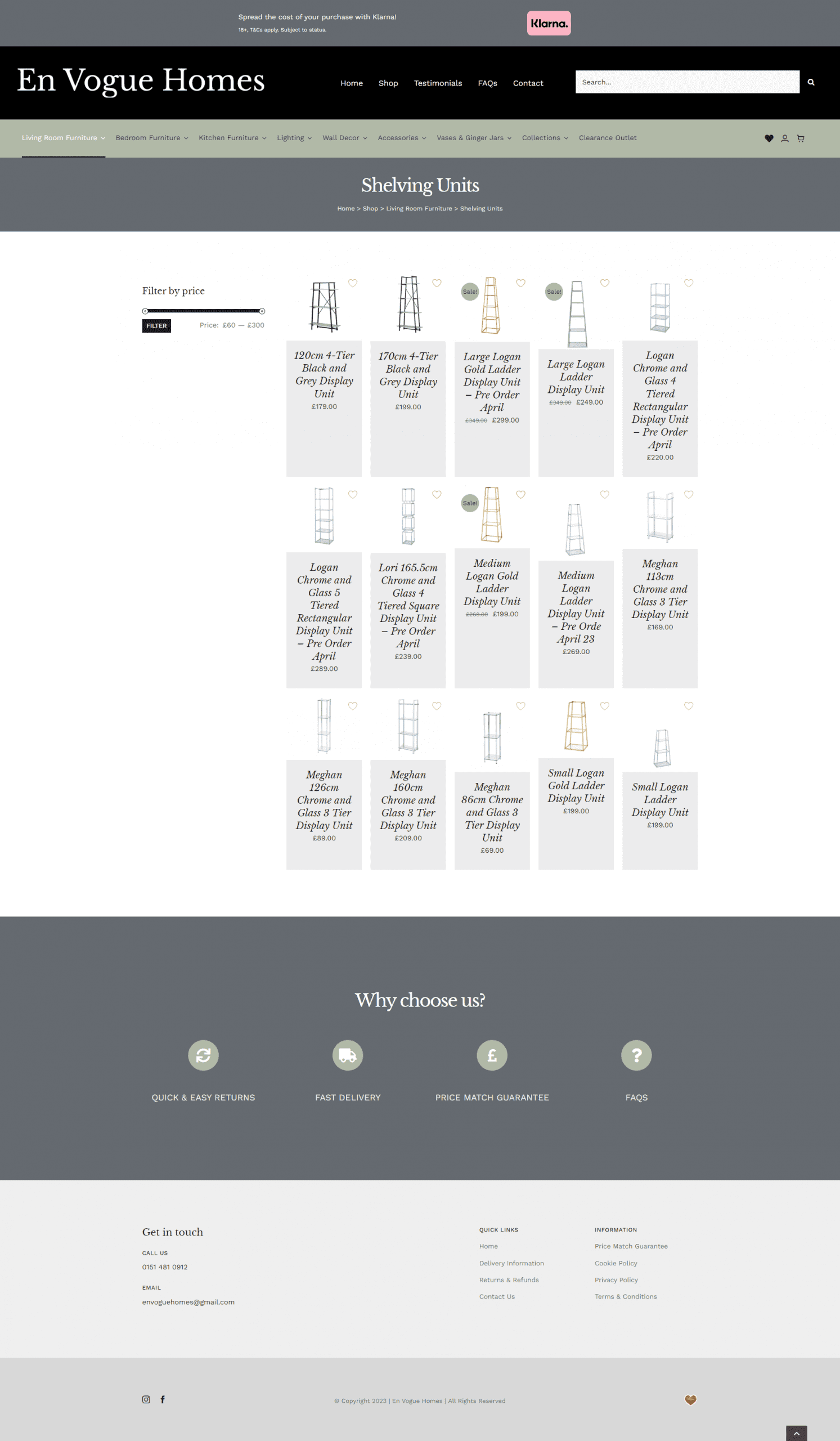 En Vogue Homes shop category page En Vogue Homes shop category page