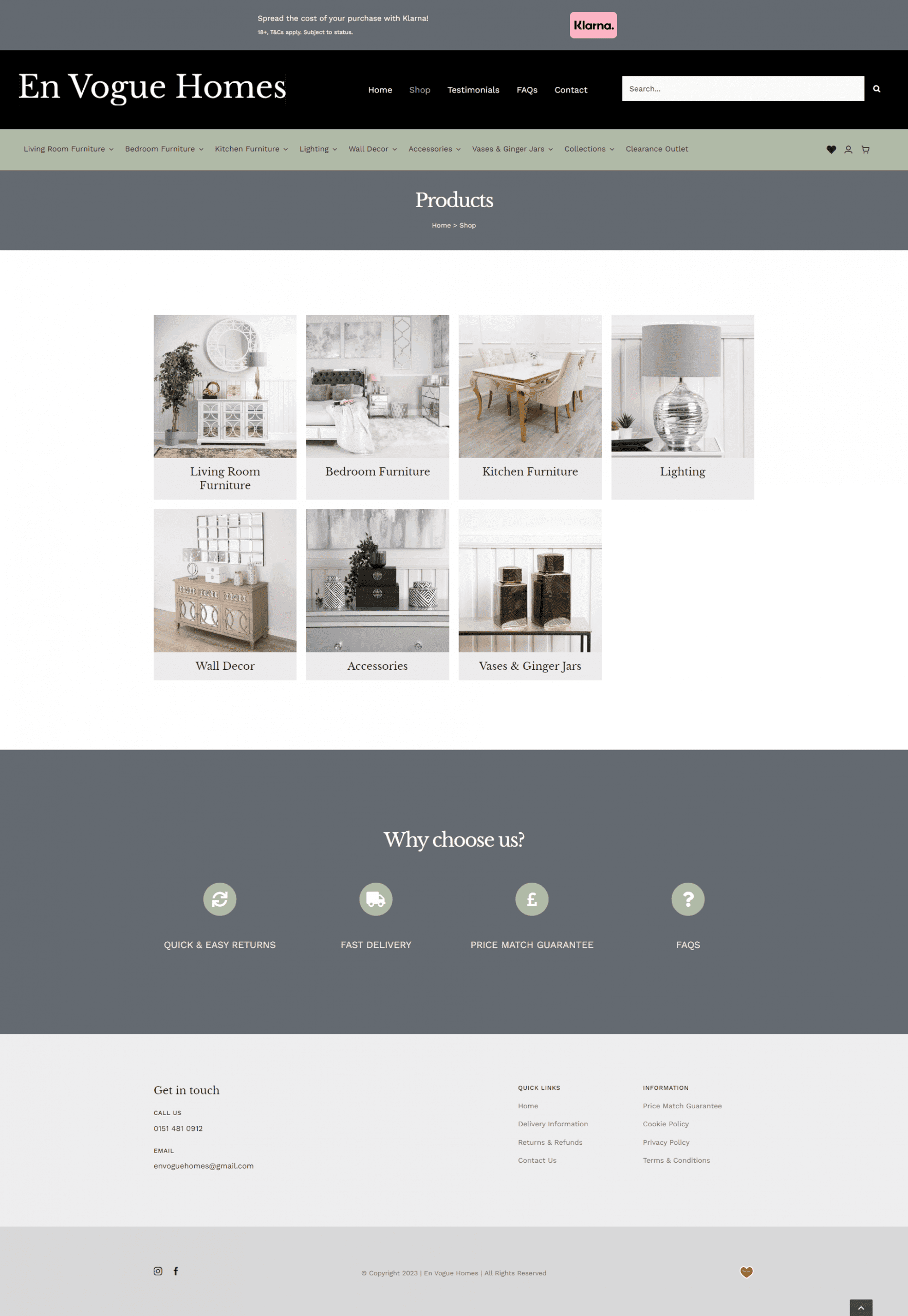 En Vogue Homes shop page En Vogue Homes shop page