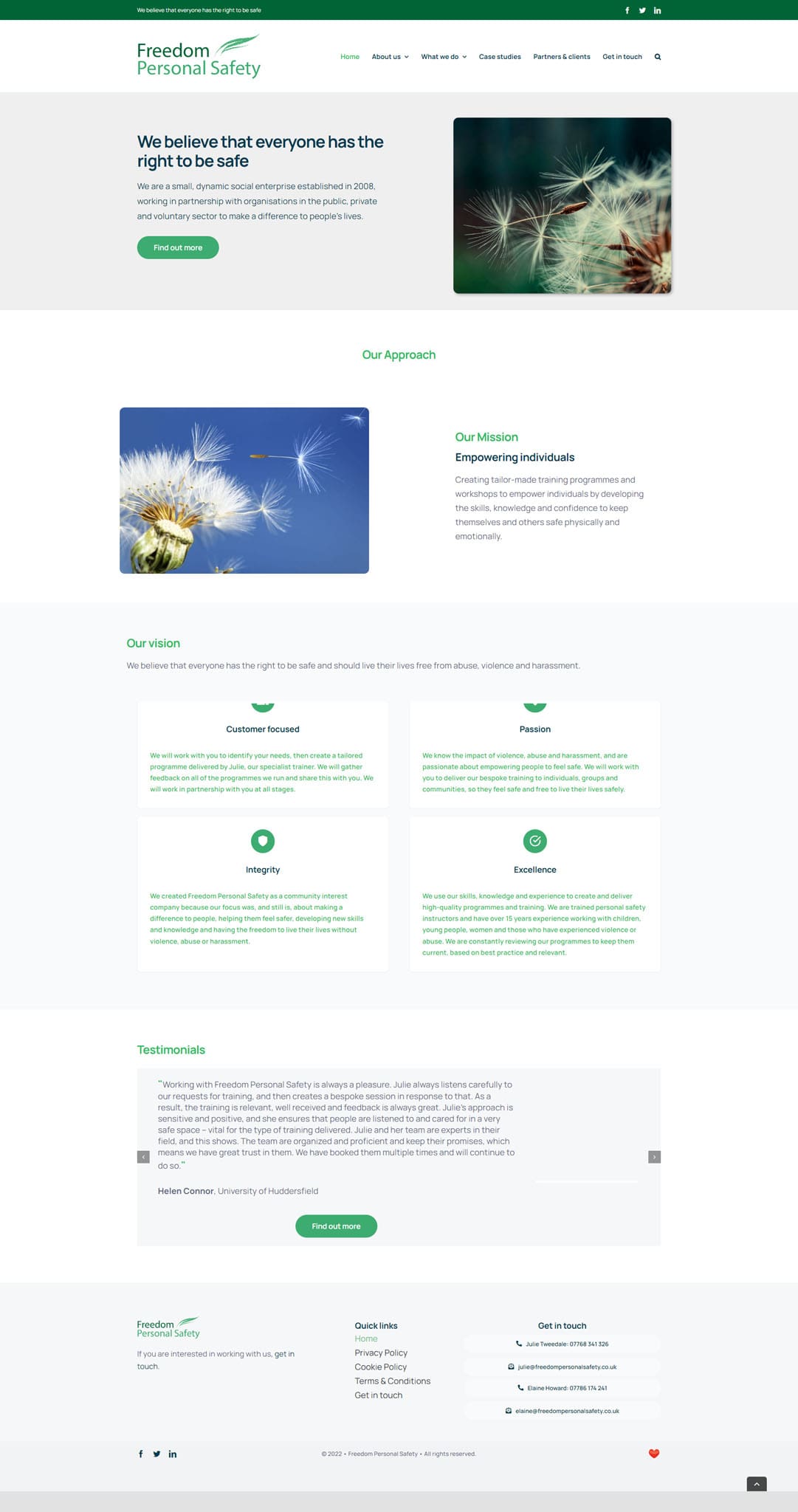 Freedom Personal Safety – Homepage Freedom Personal Safety - Homepage