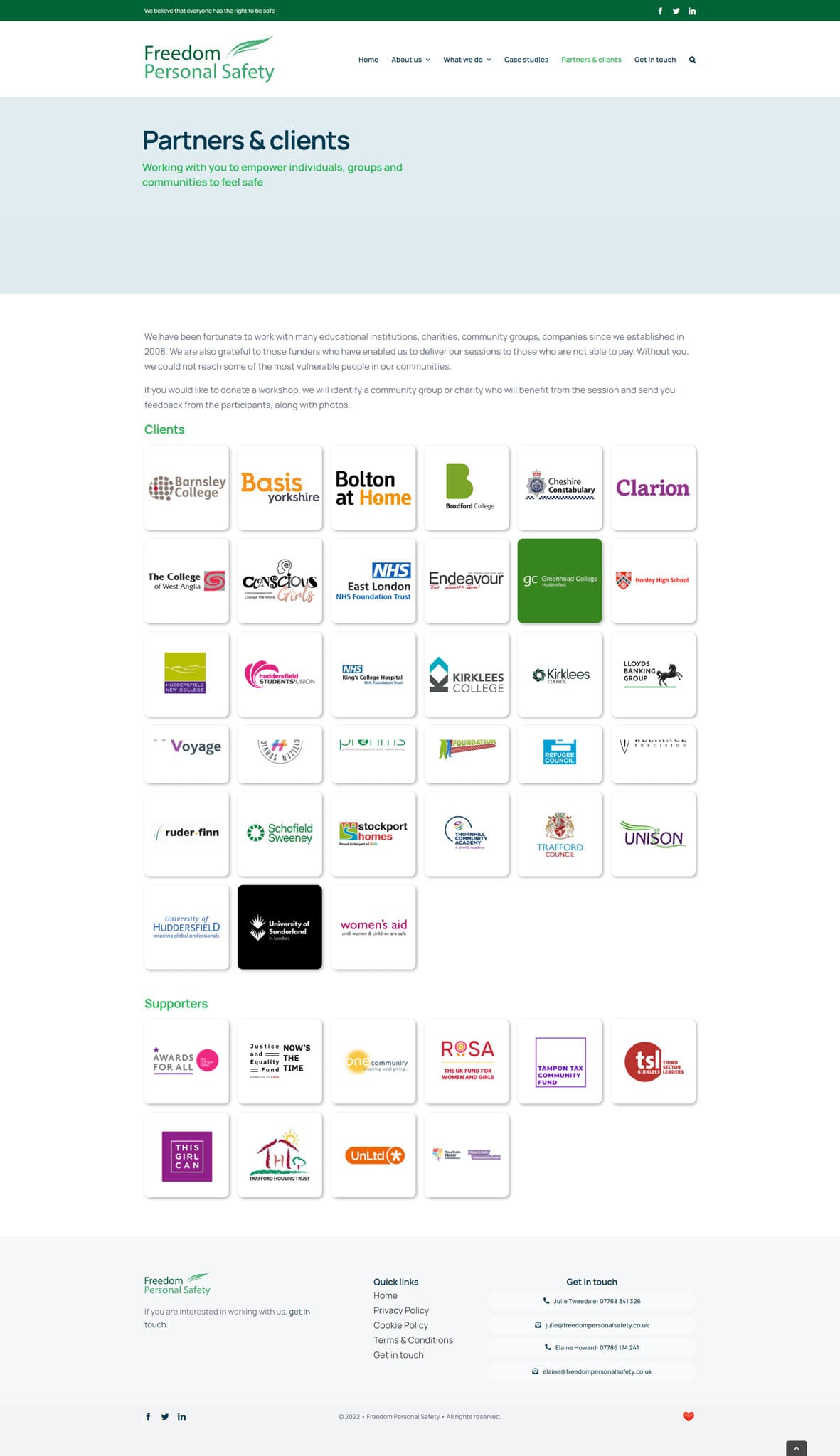 Freedom Personal Safety – Partners & clients Freedom Personal Safety - Partners & clients